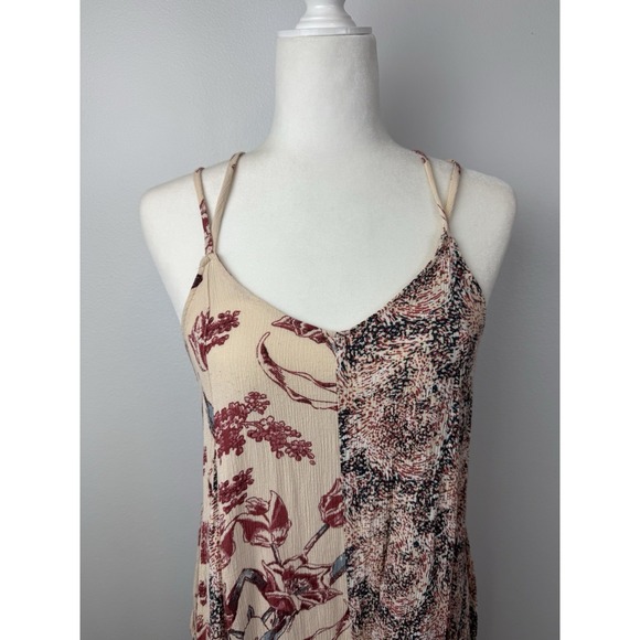 Free People Romper Womens Small Trapeze Bohemian Rayon Strappy Back Lace Up Side - Picture 3 of 10